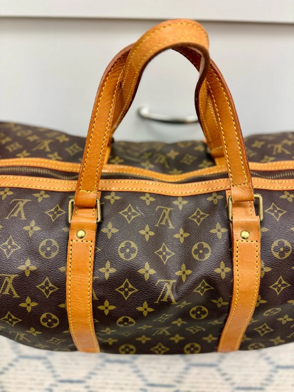 LOUIS VUITTON Vintage 80’s Brown Canvas Monogram LV Sac Souple 55 Travel Bag